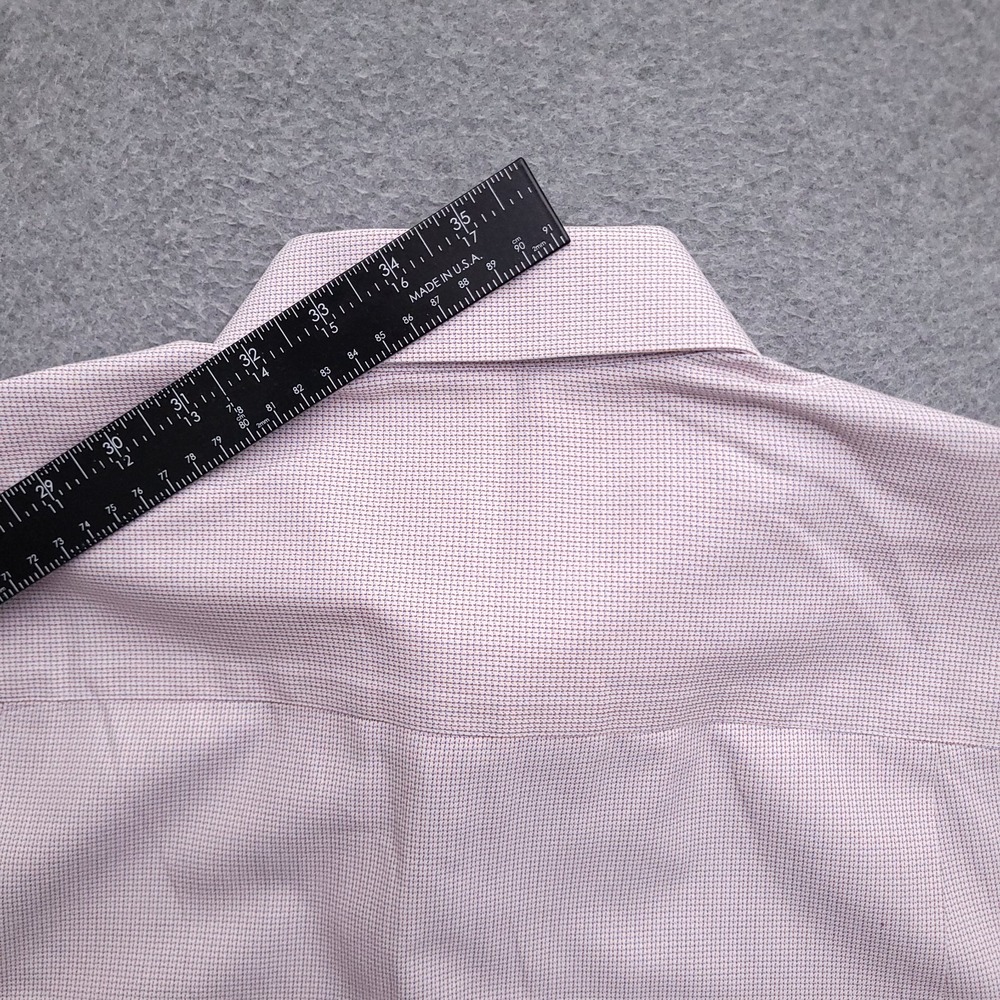 David Donahue Dress Shirt Mens 16 34/35 Regular Fit White Micro Check - Picture 7 of 8